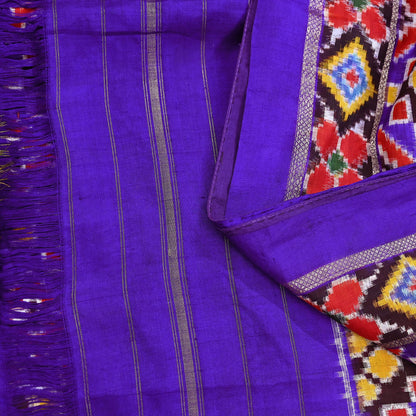 Indian Antique Vintage Blue Sari Hand Woven Double Ikat Patan Patola Sarees 100% Pure Silk Craft Fabric 5Yd Dress Making Sewing For wearing