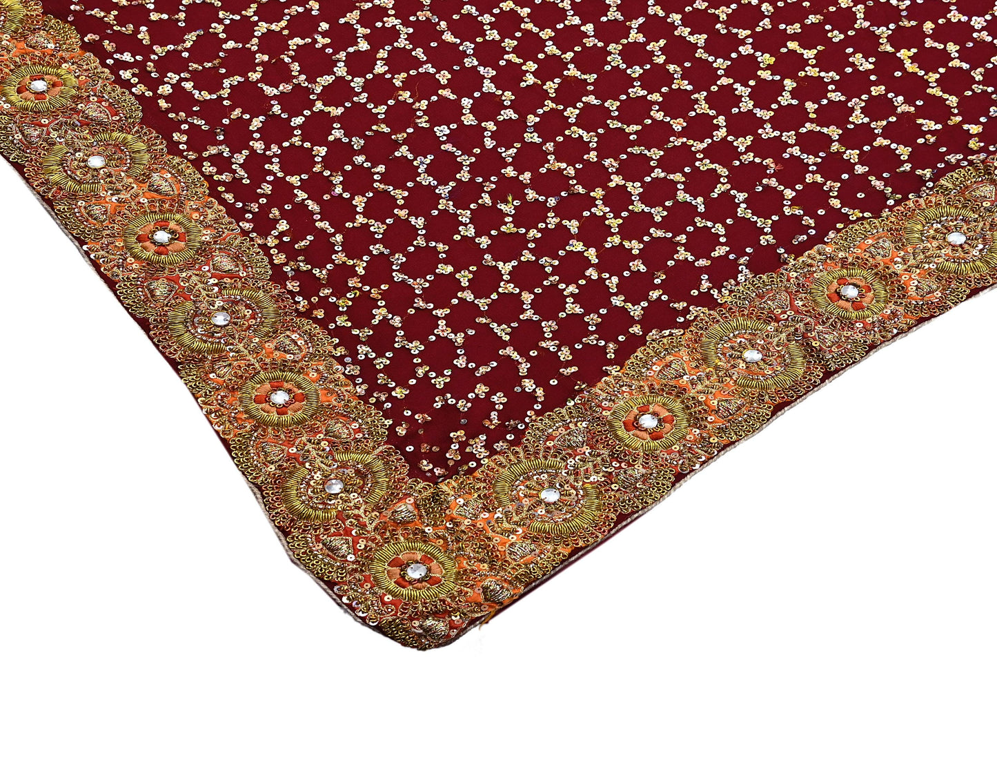 Indian Heavy Sari Maroon Pure Georgette Silk Hand Embroidered Sarees Designer Sabyasachi 6Yd Sewing Ethnic Bollywood party wear saree
