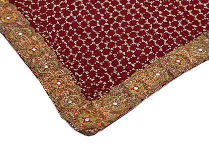 Indian Heavy Sari Maroon Pure Georgette Silk Hand Embroidered Sarees Designer Sabyasachi 6Yd Sewing Ethnic Bollywood party wear saree