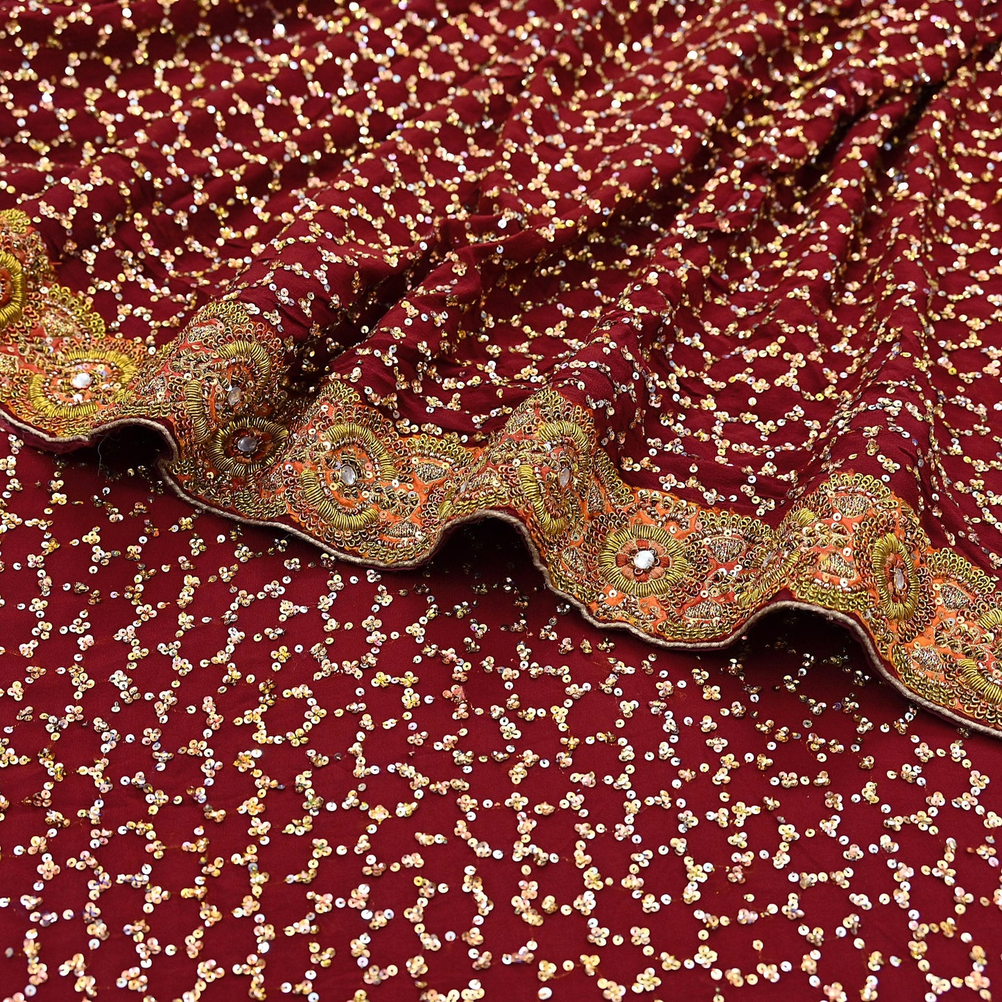 Indian Heavy Sari Maroon Pure Georgette Silk Hand Embroidered Sarees Designer Sabyasachi 6Yd Sewing Ethnic Bollywood party wear saree