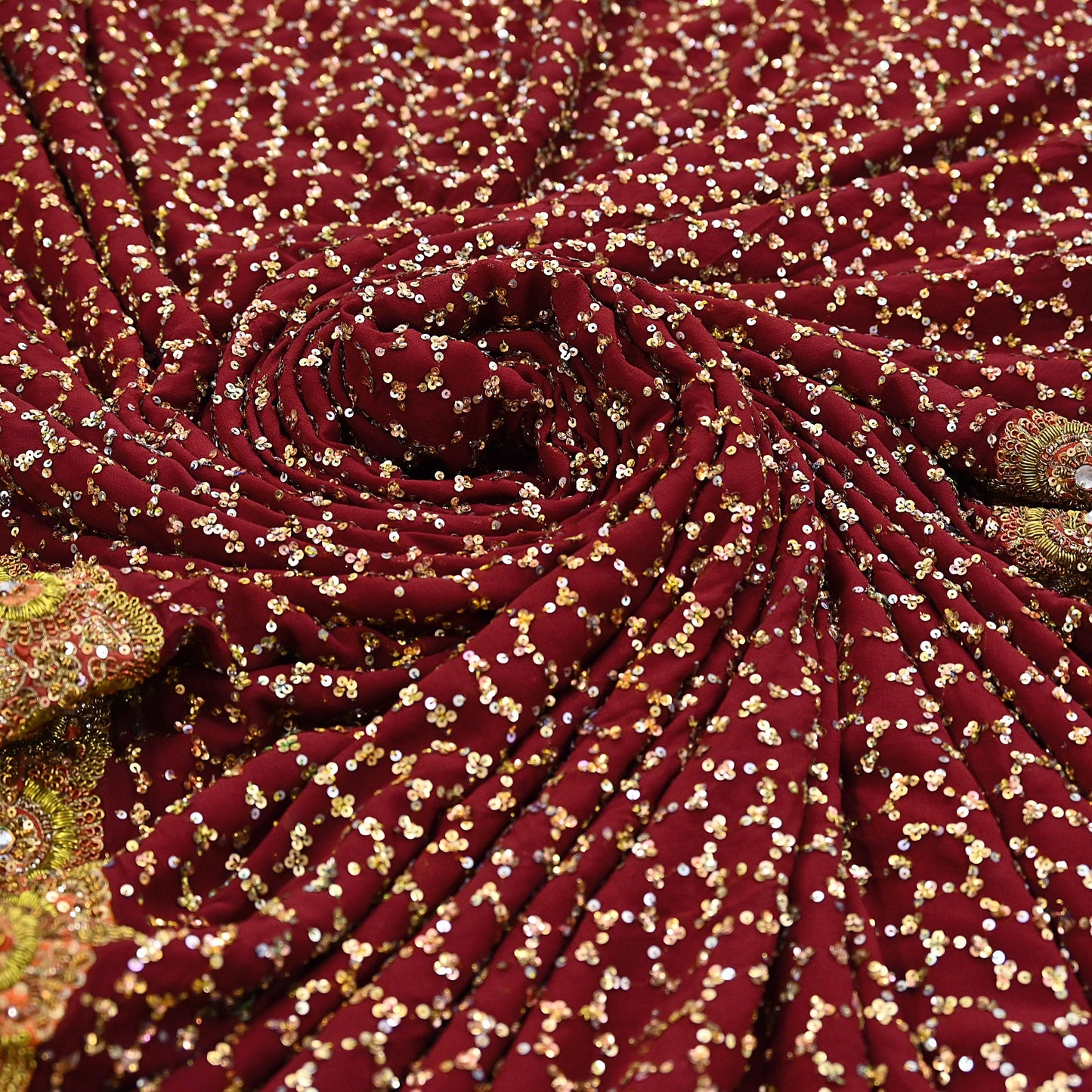 Indian Heavy Sari Maroon Pure Georgette Silk Hand Embroidered Sarees Designer Sabyasachi 6Yd Sewing Ethnic Bollywood party wear saree