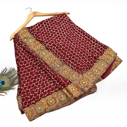 Indian Heavy Sari Maroon Pure Georgette Silk Hand Embroidered Sarees Designer Sabyasachi 6Yd Sewing Ethnic Bollywood party wear saree