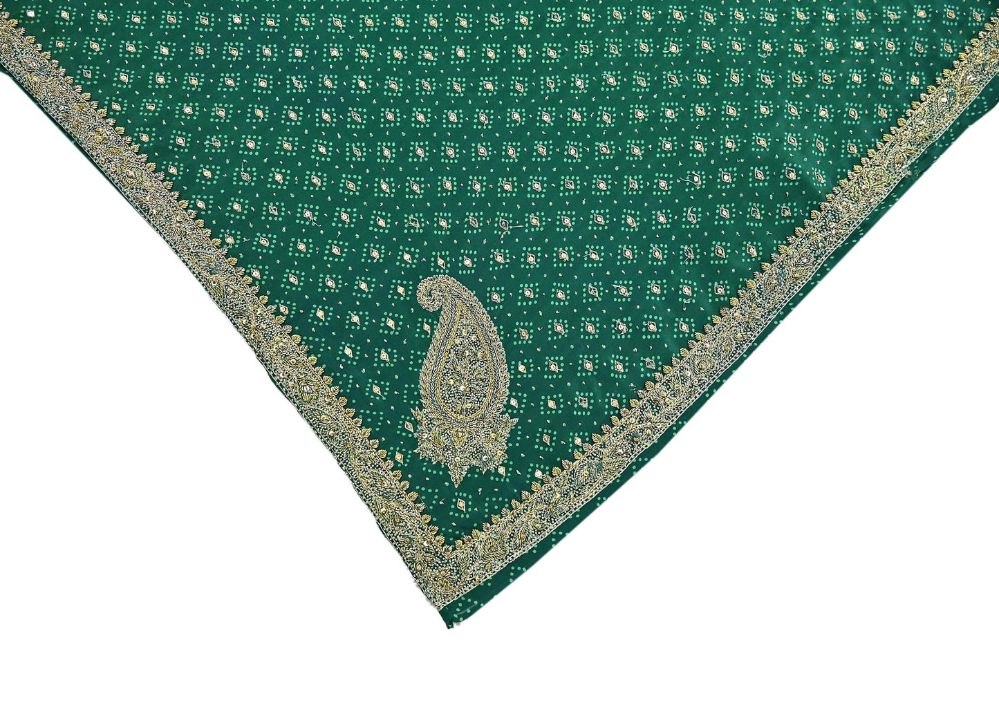 Indian Pre-Owned Sari Green Pure Crepe Silk Pre-owned Hand Embroidered Ritu Kumar Designer Sarees Fabric 5Yd Ethnic Bollywood Party sari