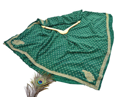 Indian Pre-Owned Sari Green Pure Crepe Silk Pre-owned Hand Embroidered Ritu Kumar Designer Sarees Fabric 5Yd Ethnic Bollywood Party sari