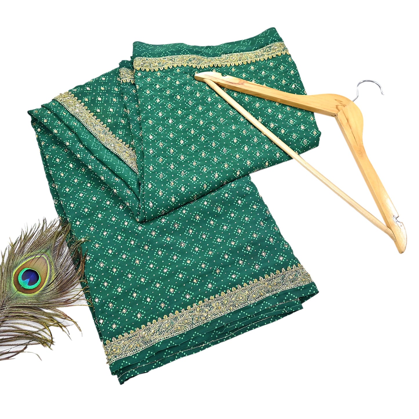 Indian Pre-Owned Sari Green Pure Crepe Silk Pre-owned Hand Embroidered Ritu Kumar Designer Sarees Fabric 5Yd Ethnic Bollywood Party sari