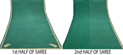 Indian Pre-Owned Sari Green Pure Crepe Silk Pre-owned Hand Embroidered Ritu Kumar Designer Sarees Fabric 5Yd Ethnic Bollywood Party sari