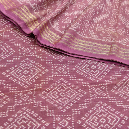 Indian Vintage Saree Golden Pink Pure Silk Hand Woven Double Ikat Patola Sari Craft Fabric 5Yard Zari Ethnic Premium Saree