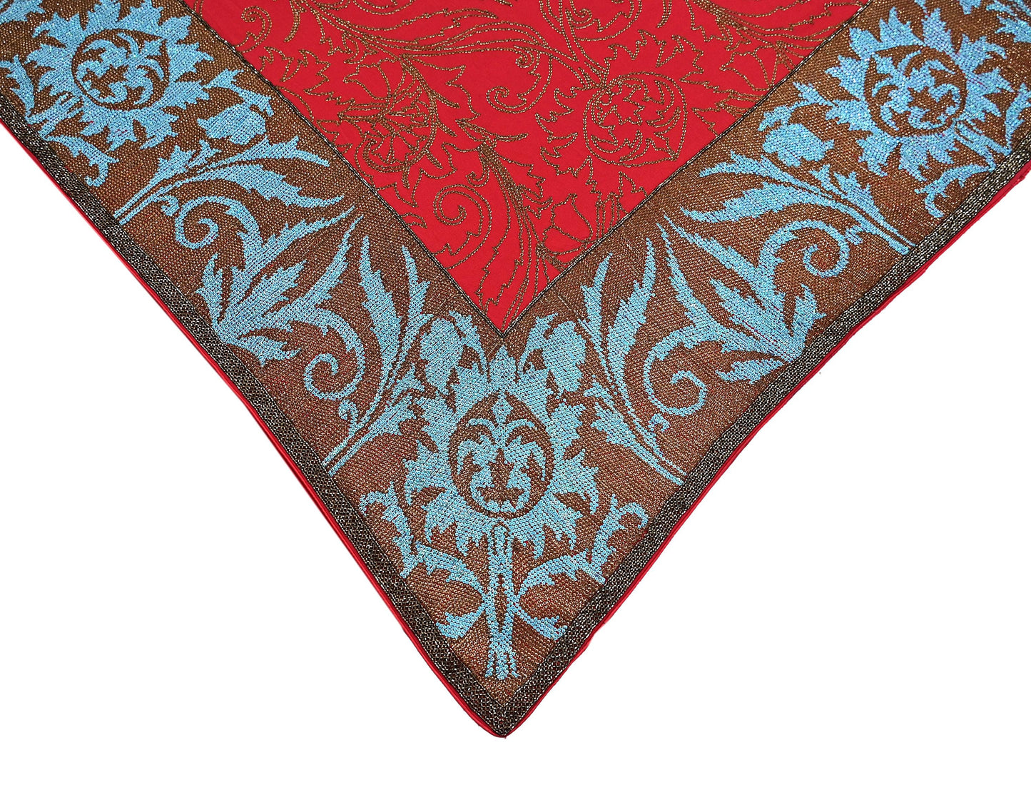 Indian Pre-owned Heavy Sari Red Pure Georgette Silk Hand Embroidered Sarees Designer Abu Jani 6Yd Sewing Ethnic Sarees