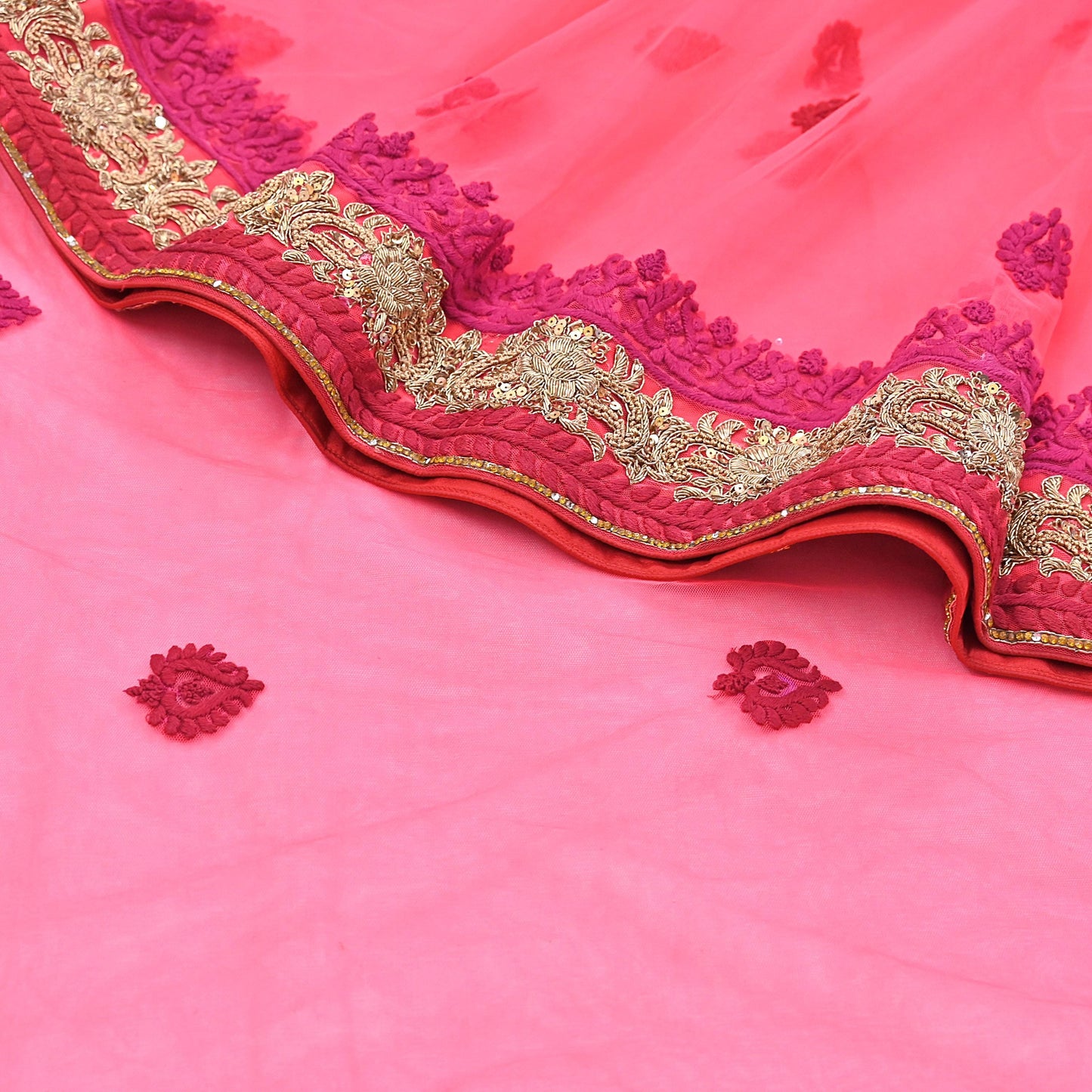 Indian Pre-owned Saree Pink Mesh/Net Hand Embroidered Sabyasachi Designer Sari 6Yd Soft Ethnic Bollywood Party saree