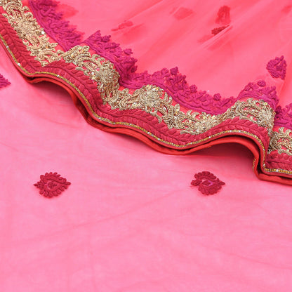 Indian Pre-owned Saree Pink Mesh/Net Hand Embroidered Sabyasachi Designer Sari 6Yd Soft Ethnic Bollywood Party saree