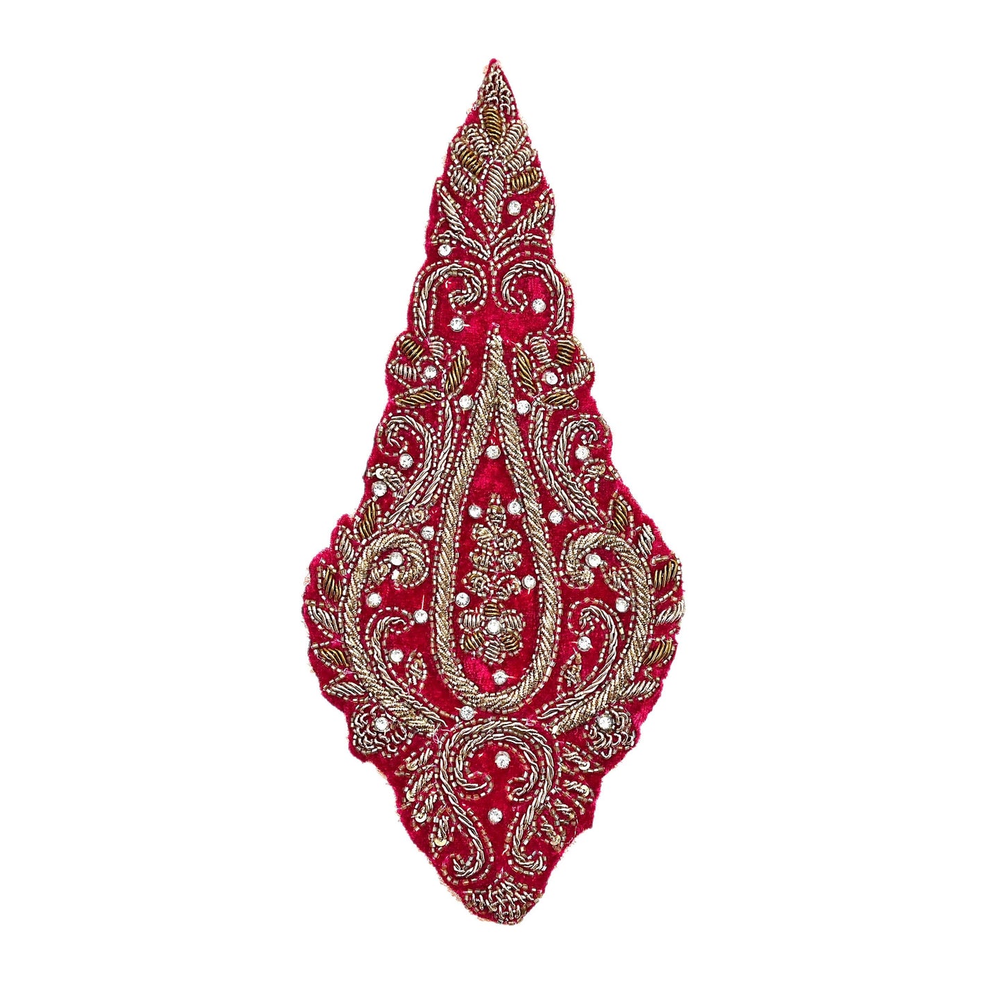 Indian Vintage Pink velvet Appliques  Set of 2 | Hand-Embroidered Floral Patches with Zardozi,Dabka, Zari,for Craft, Journals
