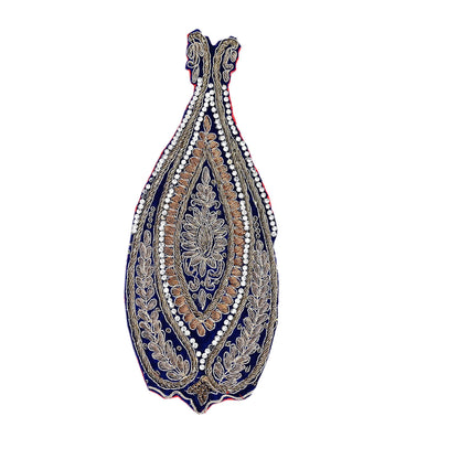 Indian Vintage Blue velvet Appliques  Set of 2 | Hand-Embroidered Floral Patches with Zardozi,Dabka, Zari,for Craft, Journals