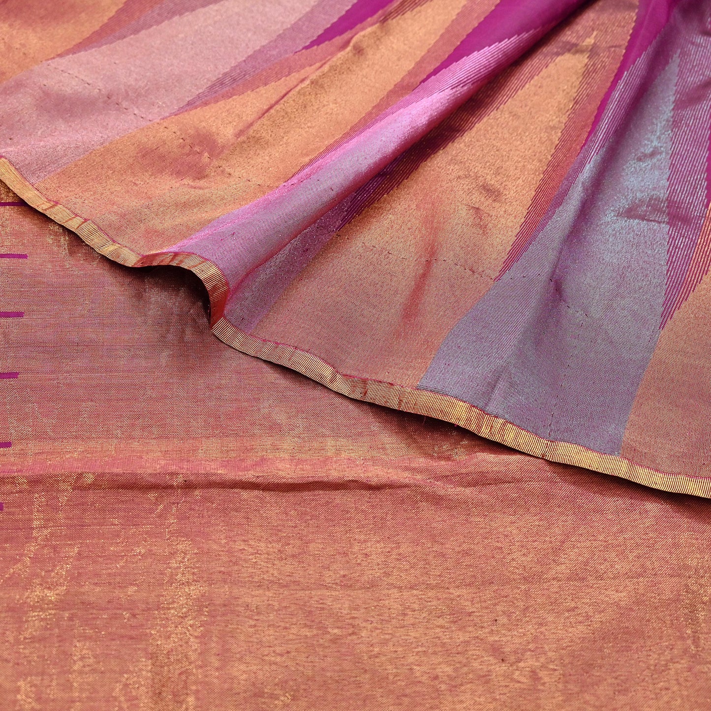 Indian Vintage Heavy Saree Purple Kanchipuram 100% Pure Silk Sari 5Yd Floral Crafting Dress making Ethnic temple Zari Border