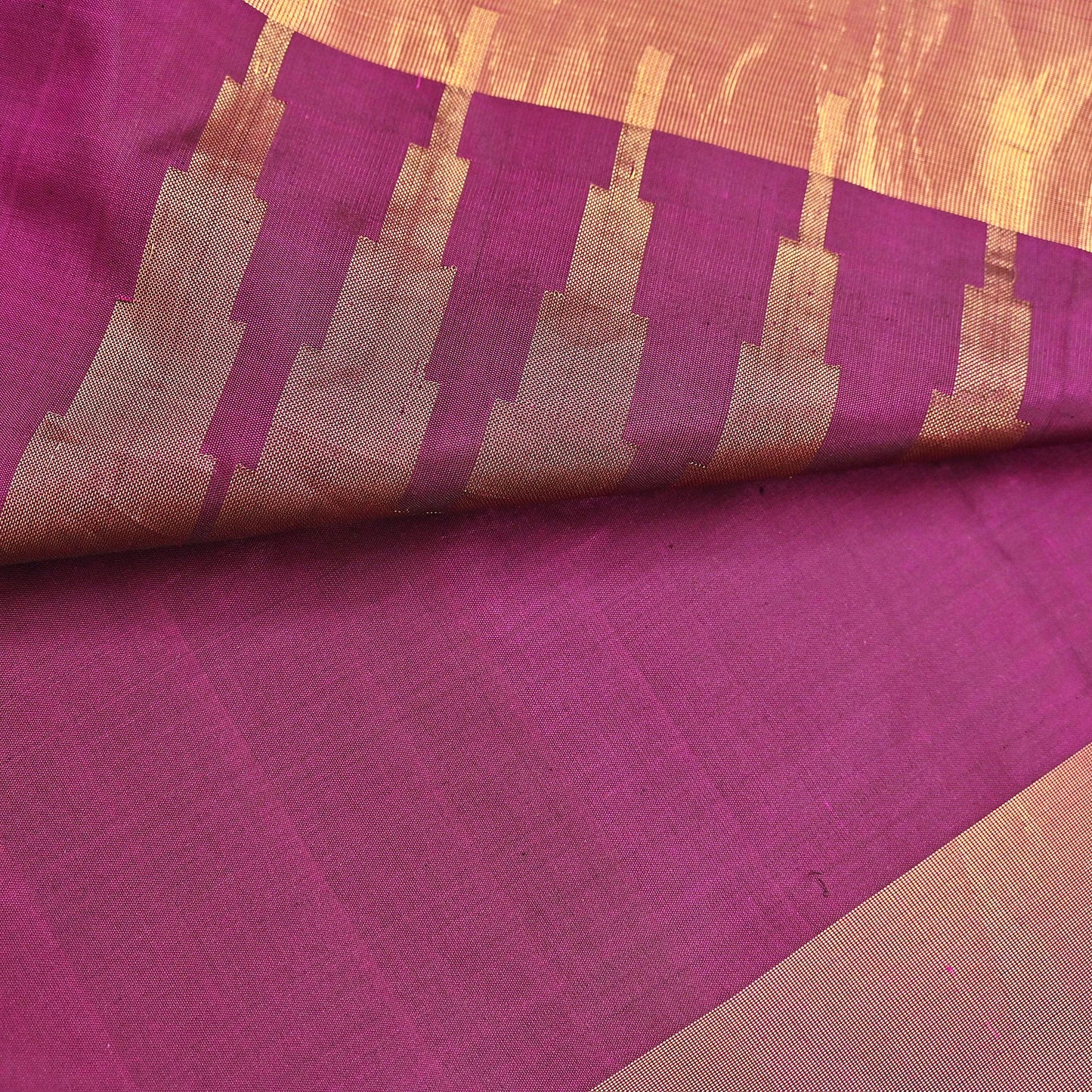 Indian Vintage Heavy Saree Purple Kanchipuram 100% Pure Silk Sari 5Yd Floral Crafting Dress making Ethnic temple Zari Border