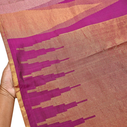 Indian Vintage Heavy Saree Purple Kanchipuram 100% Pure Silk Sari 5Yd Floral Crafting Dress making Ethnic temple Zari Border