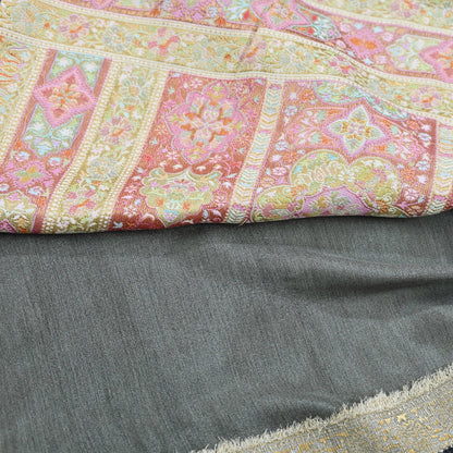 Indian Antique Vintage Heavy Wedding Sari Black Blend Satin Silk Hand Woven Banarasi brocade Sarees Zari 5Yd with blouse