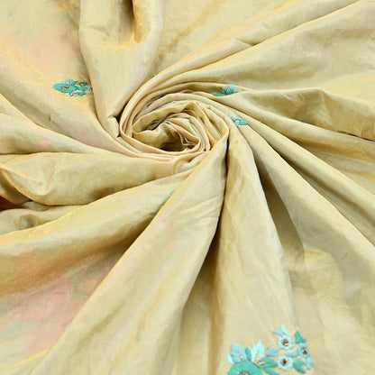Indian Pre-owned Heavy Sari Golden & Sage Green Pure Silk Hand Embroidered Sarees Designer Abu Jani 5Yd Sewing Ethnic Sarees