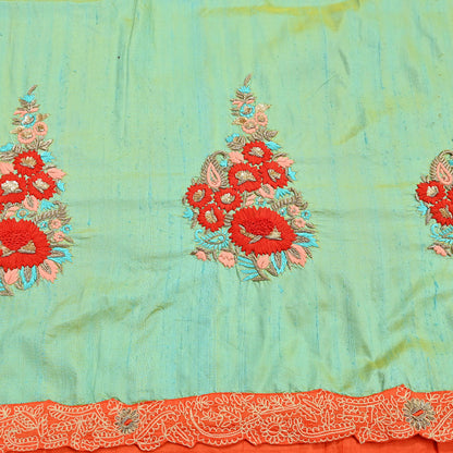 Indian Pre-owned Heavy Sari Golden & Sage Green Pure Silk Hand Embroidered Sarees Designer Abu Jani 5Yd Sewing Ethnic Sarees