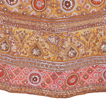 Party wear Heavy mustard yellow Raw Silk Hand Embroidered Lehenga Skirt by Designer Tarun Tahiliani Bridal Wear Indian Couture Fashion