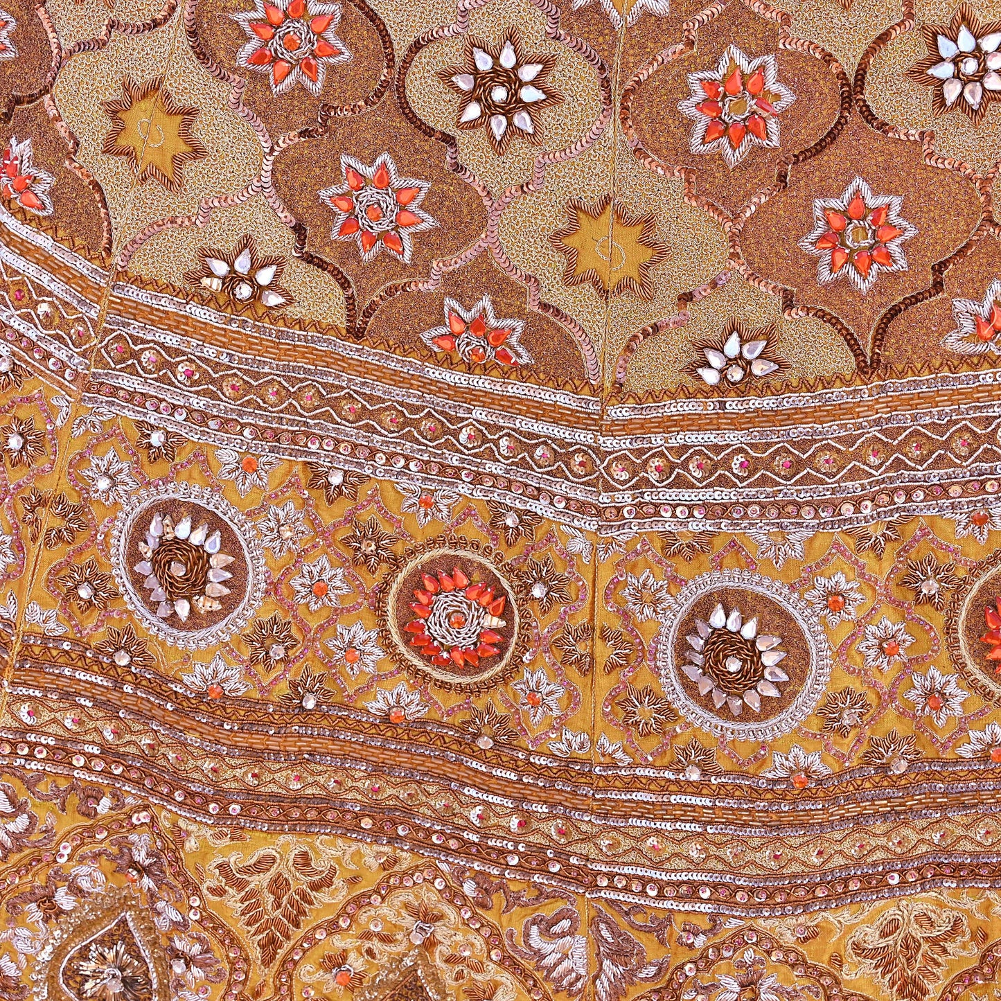 Party wear Heavy mustard yellow Raw Silk Hand Embroidered Lehenga Skirt by Designer Tarun Tahiliani Bridal Wear Indian Couture Fashion