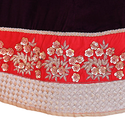 Manish Malhotra Purple Velvet Lehenga Skirt Heavy Zardozi Dabka Embroidery Indian Bridal Wear, Designer Couture Wedding Outfit