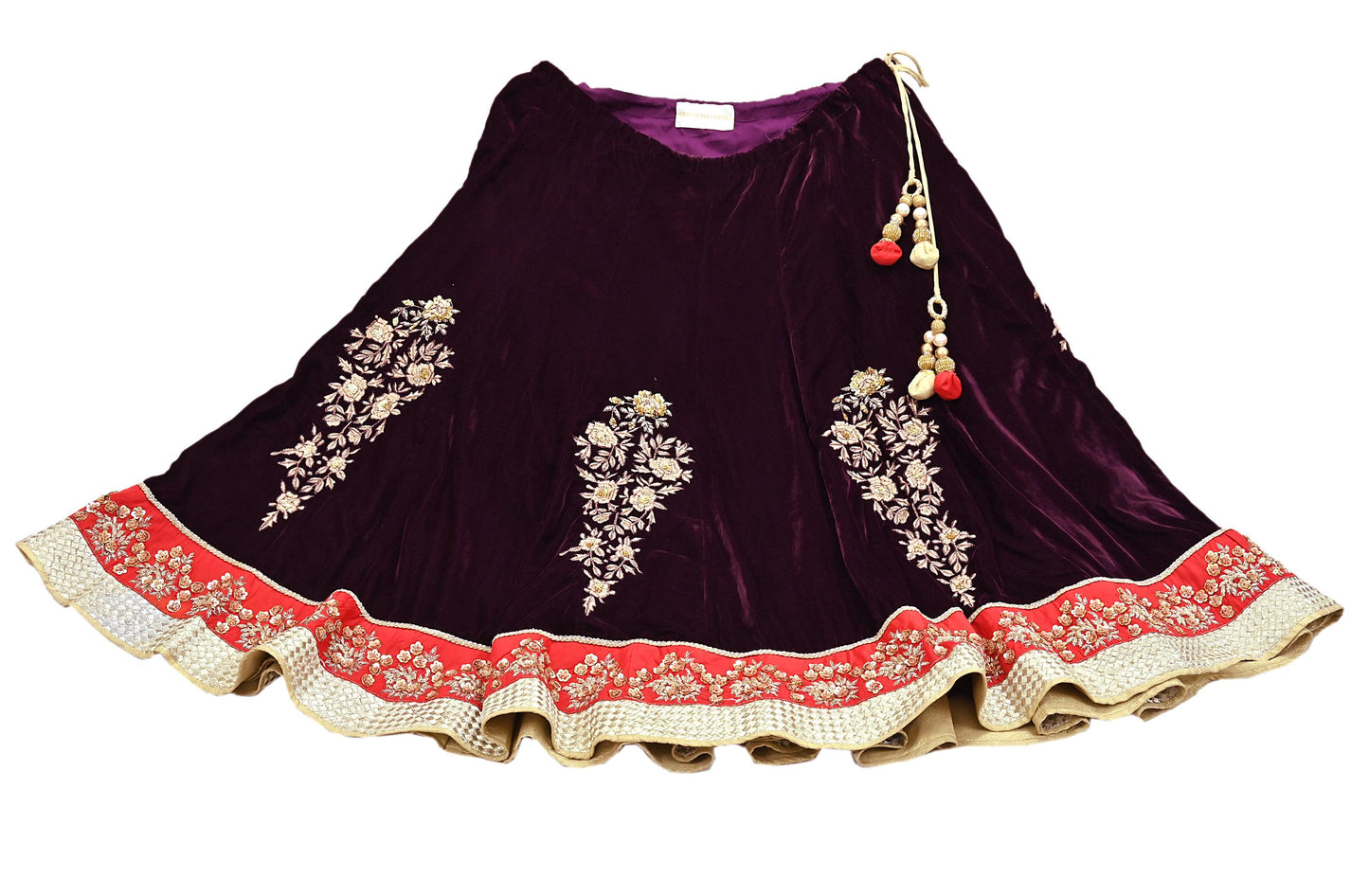 Manish Malhotra Purple Velvet Lehenga Skirt Heavy Zardozi Dabka Embroidery Indian Bridal Wear, Designer Couture Wedding Outfit