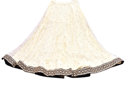 Indian Ivory Net Hand Embroidered  Mukesh/ Chikankari Lehenga/Skirt Designer By Abu Jani  bollywood party wear