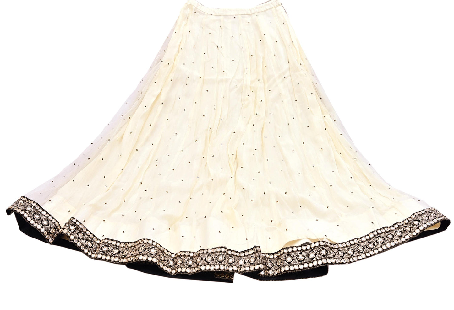 Indian Ivory Net Hand Embroidered  Mukesh/ Chikankari Lehenga/Skirt Designer By Abu Jani  bollywood party wear