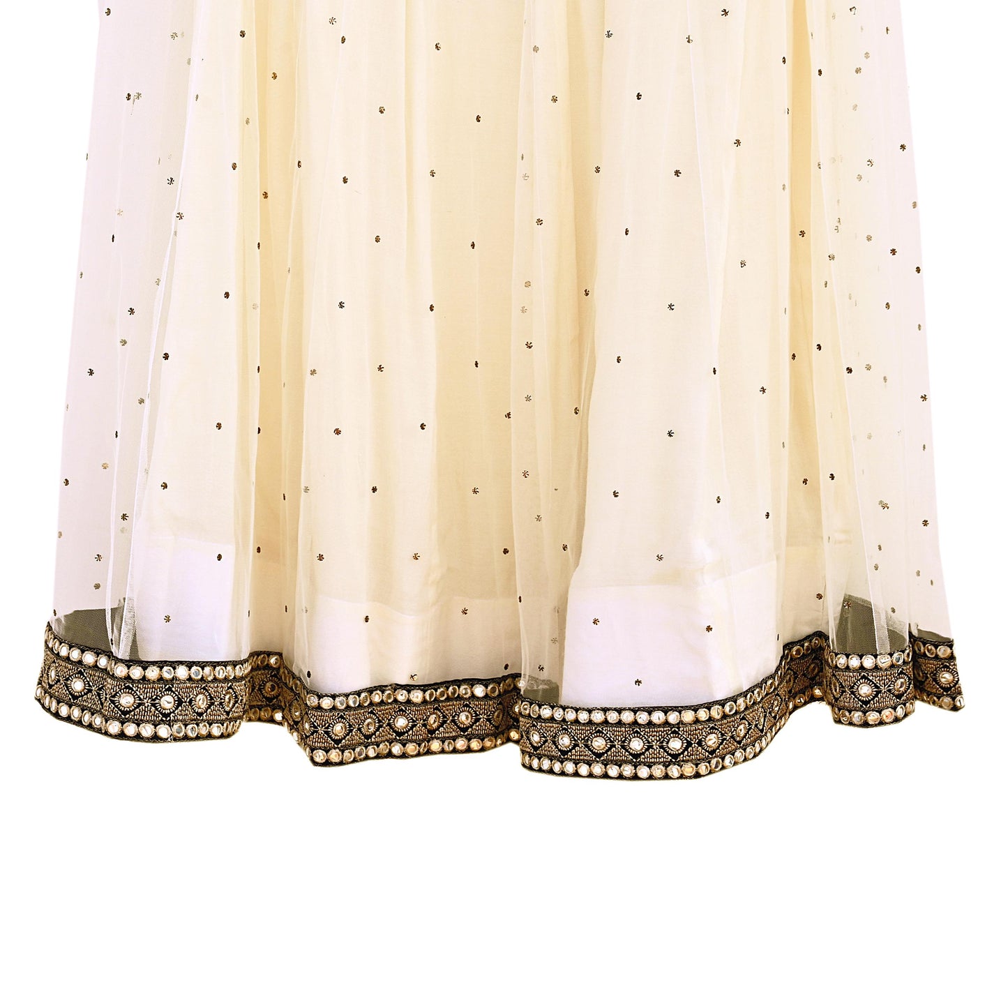 Indian Ivory Net Hand Embroidered  Mukesh/ Chikankari Lehenga/Skirt Designer By Abu Jani  bollywood party wear