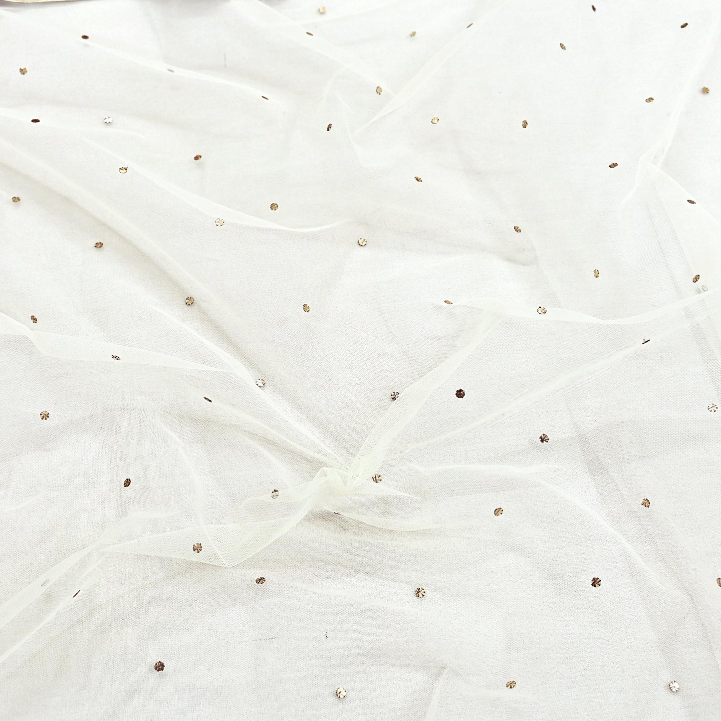 Indian Vintage Ivory Dupatta Net Long Stole Hand Embroidered Chikankari Mukesh Designer Abu Jani Stole Mesh Scarf Scarves