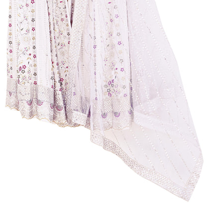Indian Vintage White Net/ Pure Georgette Hand Embroidered Lehenga 2pcs Set Party Wear With skirt & Dupatta Bollywood Zari