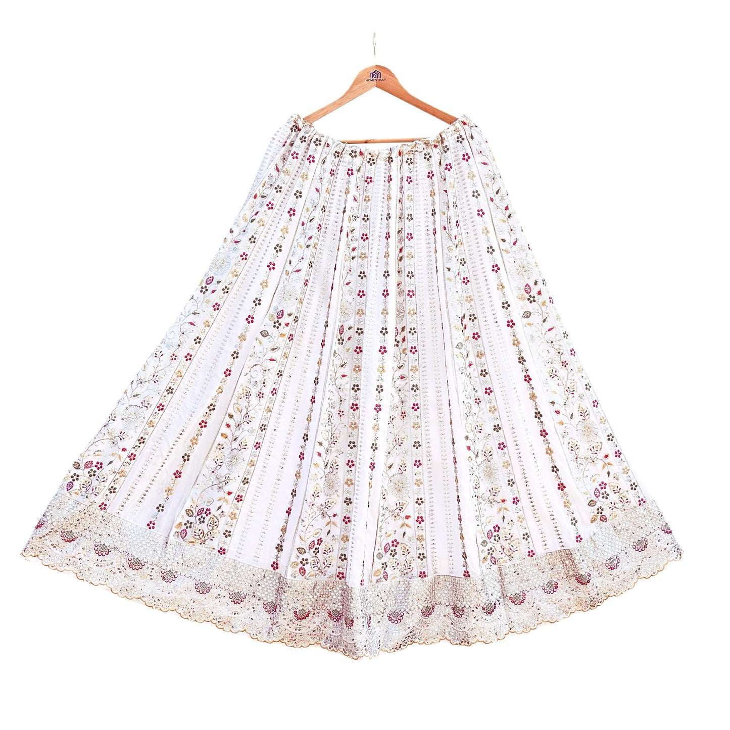 Indian Vintage White Net/ Pure Georgette Hand Embroidered Lehenga 2pcs Set Party Wear With skirt & Dupatta Bollywood Zari