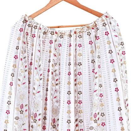 Indian Pre-owned White Pure Georgette Embroidered Lehenga/Skirt Bridal Wear Bollywood