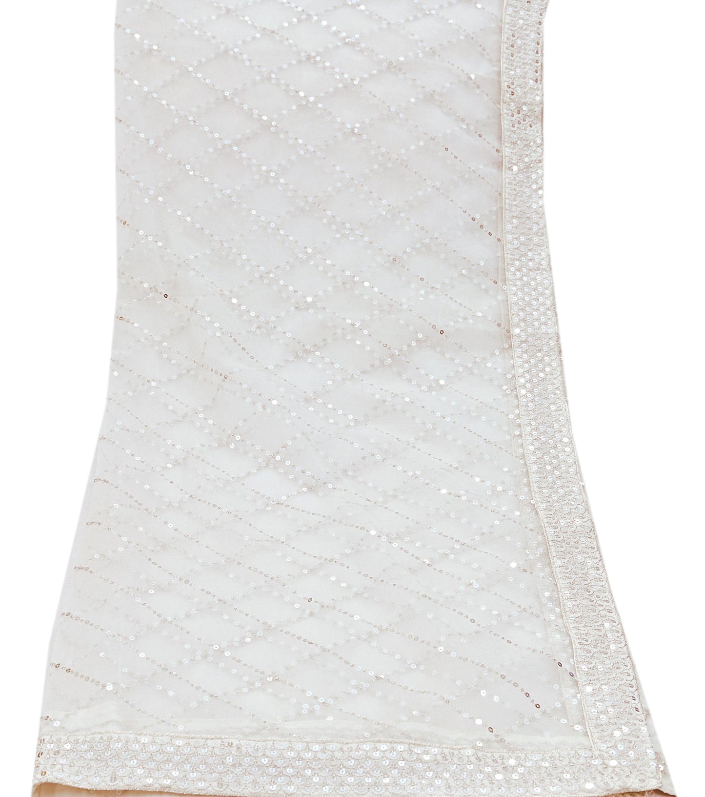 Indian Vintage White Dupatta Long Stole Net Mess Embroidered Scarves Veil Hijab Sequins stole veil hijab