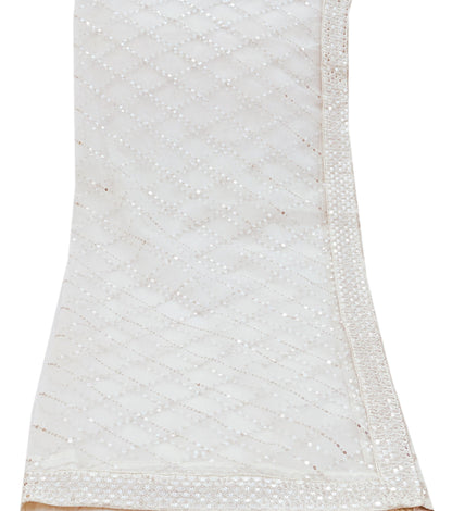 Indian Vintage White Dupatta Long Stole Net Mess Embroidered Scarves Veil Hijab Sequins stole veil hijab