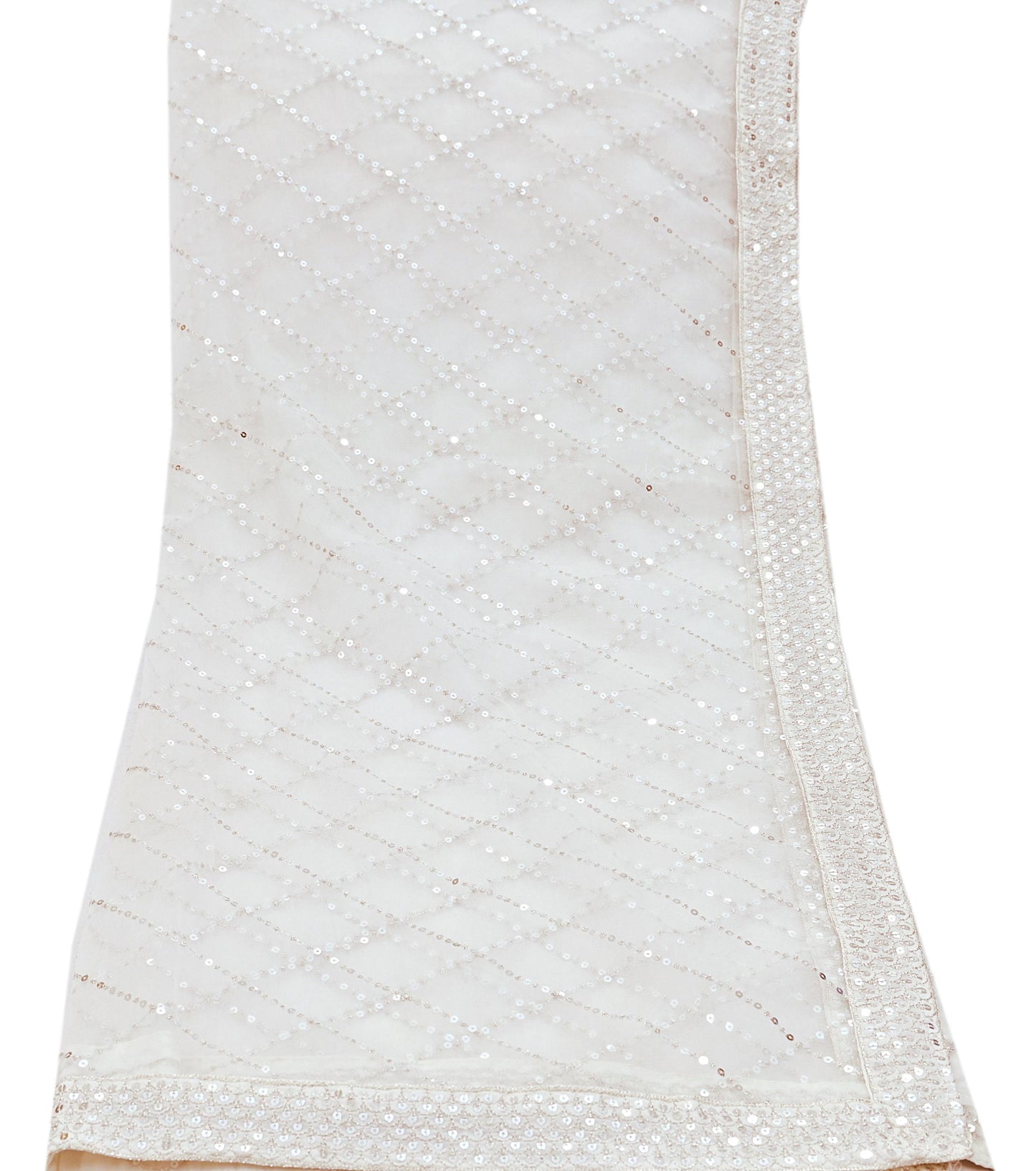 Indian Vintage White Dupatta Long Stole Net Mess Embroidered Scarves Veil Hijab Sequins stole veil hijab