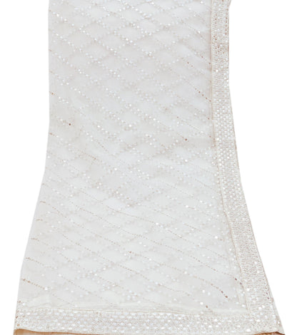Indian Vintage White Dupatta Long Stole Net Mess Embroidered Scarves Veil Hijab Sequins stole veil hijab