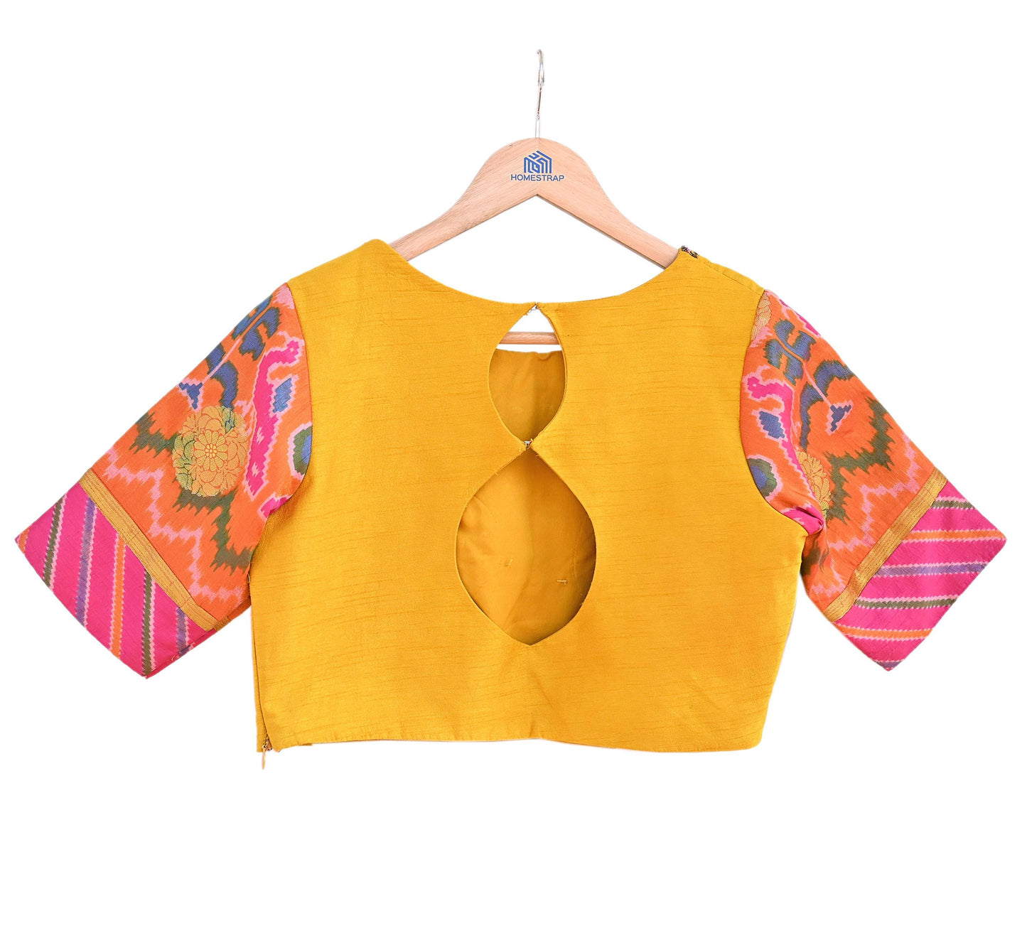 Indian Pre-owned Yellow raw silk Hand Embroidered By Designer manish malhotra Padded Blouse/Top/Crop M Size Party wear Bollywood