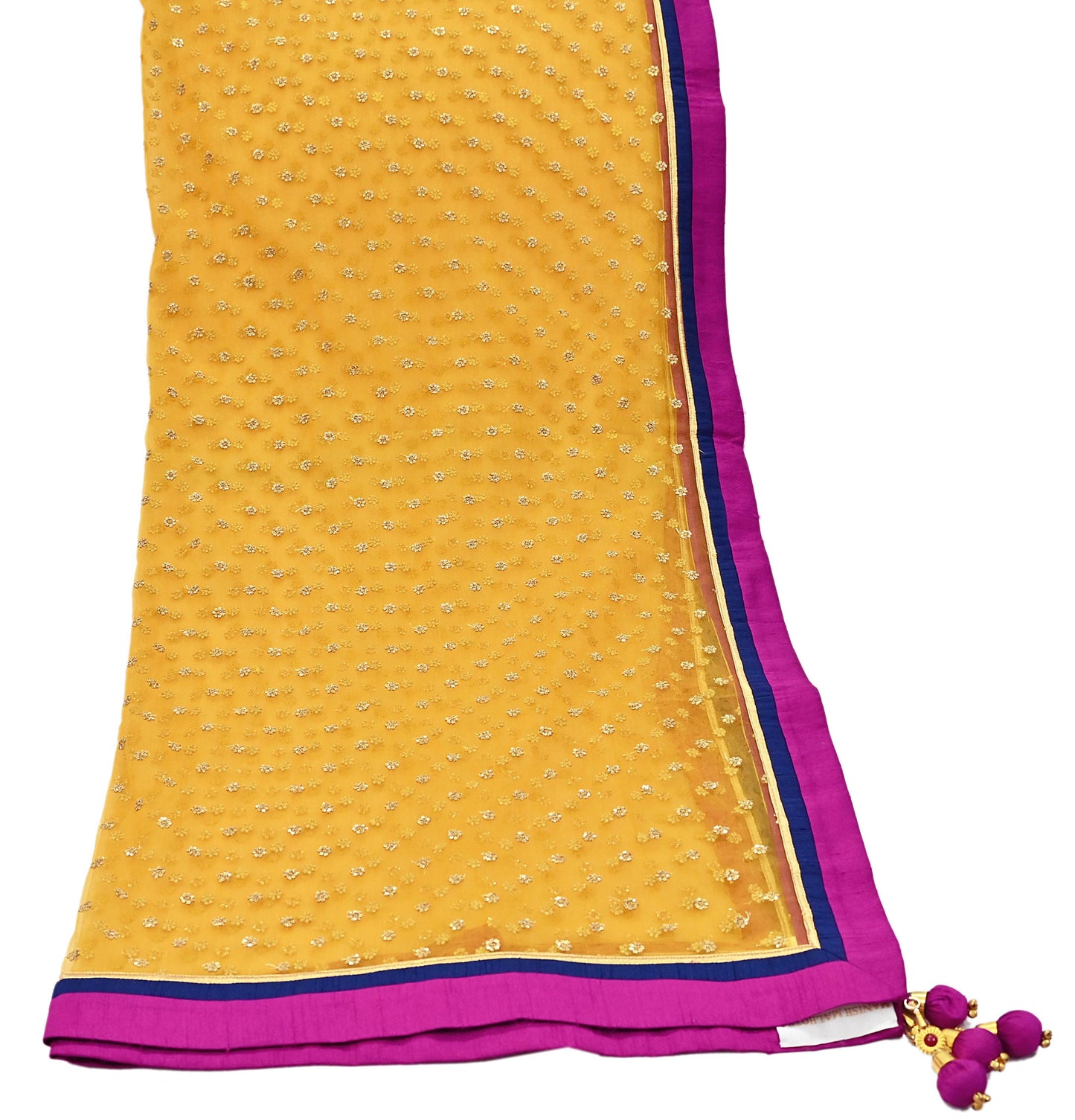 Indian Vintage Heavy Wedding Yellow Net/Mesh Hand Embroidered Dupatta Designer By Manish Malhotra Bridal Wear Sequins Veil Hijab