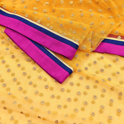Indian Vintage Heavy Wedding Yellow Net/Mesh Hand Embroidered Dupatta Designer By Manish Malhotra Bridal Wear Sequins Veil Hijab