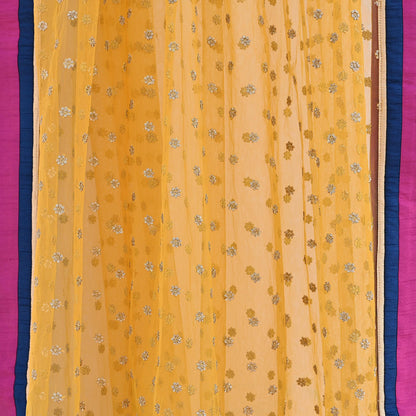 Indian Vintage Heavy Wedding Yellow Net/Mesh Hand Embroidered Dupatta Designer By Manish Malhotra Bridal Wear Sequins Veil Hijab