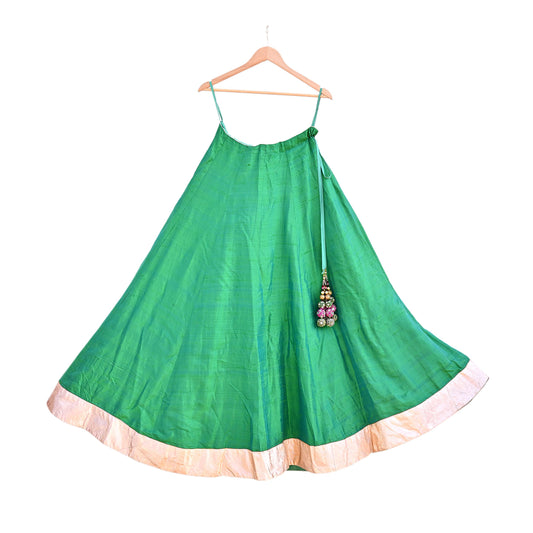 Anamika Khanna Deep Greem Raw Silk Skirt Heavy Embroidered Bridal Lehenga Bottom Designer Wedding Couture Outfit