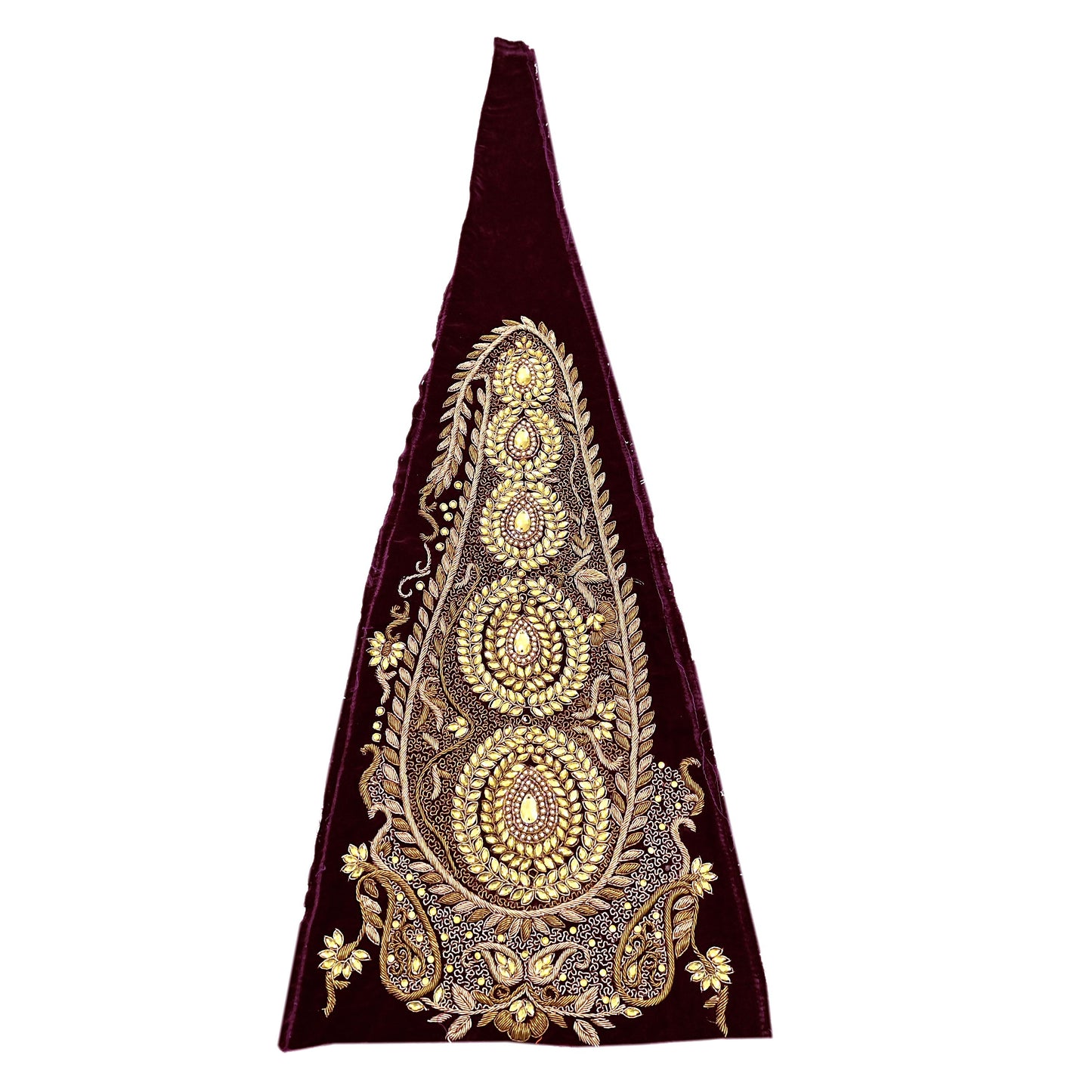 Indian Vintage Purple velvet Appliques  Set of 1 | Hand-Embroidered Floral Patches with Zardozi,Dabka, Zari,for Craft, Journals