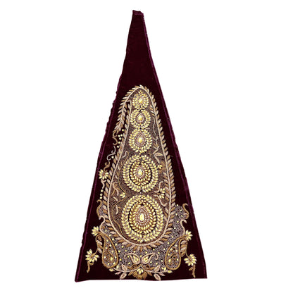 Indian Vintage Purple velvet Appliques  Set of 1 | Hand-Embroidered Floral Patches with Zardozi,Dabka, Zari,for Craft, Journals