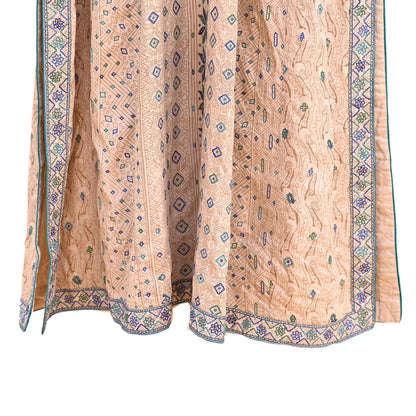 Indian Pre-Owned Vintage Ritu Kumar Beige Khadi Silk Suit Set Hand Embroidered Kurta Salwar Designer Ethnic Festive Wear