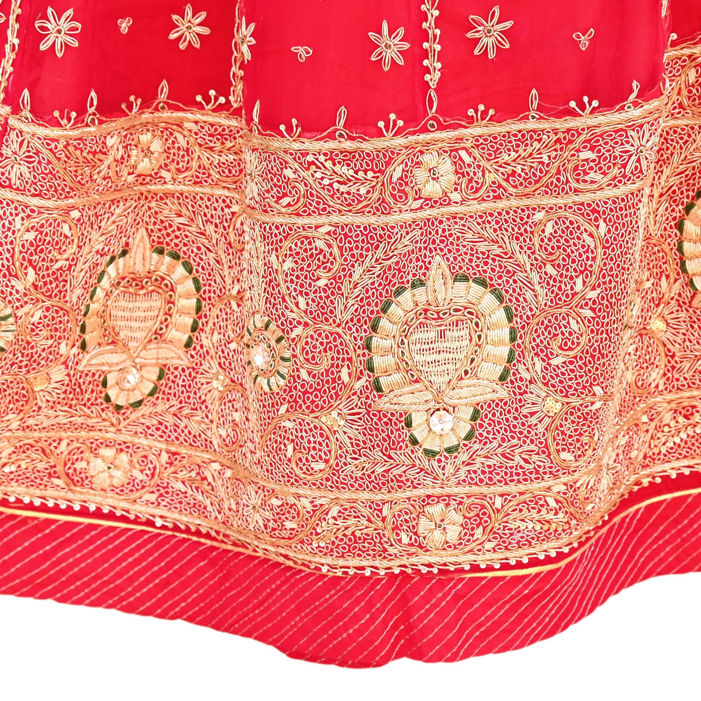 Indian Vintage Heavy Wedding Red Rajputana Phoshak skirt/Lehenga Pure Silk Hand Embroidered Bridal wear Ethnic Skirt Zardozi/ Dabka, Zari