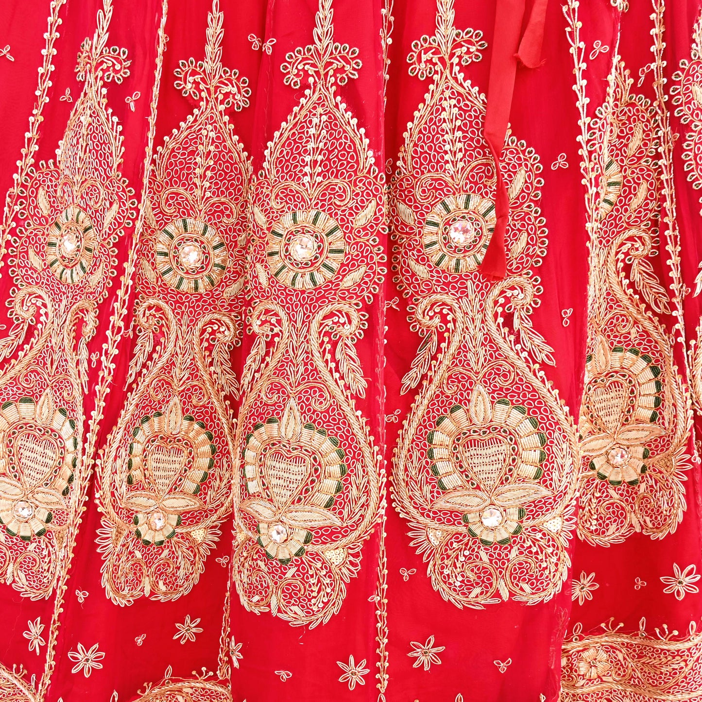 Indian Vintage Heavy Wedding Red Rajputana Phoshak skirt/Lehenga Pure Silk Hand Embroidered Bridal wear Ethnic Skirt Zardozi/ Dabka, Zari