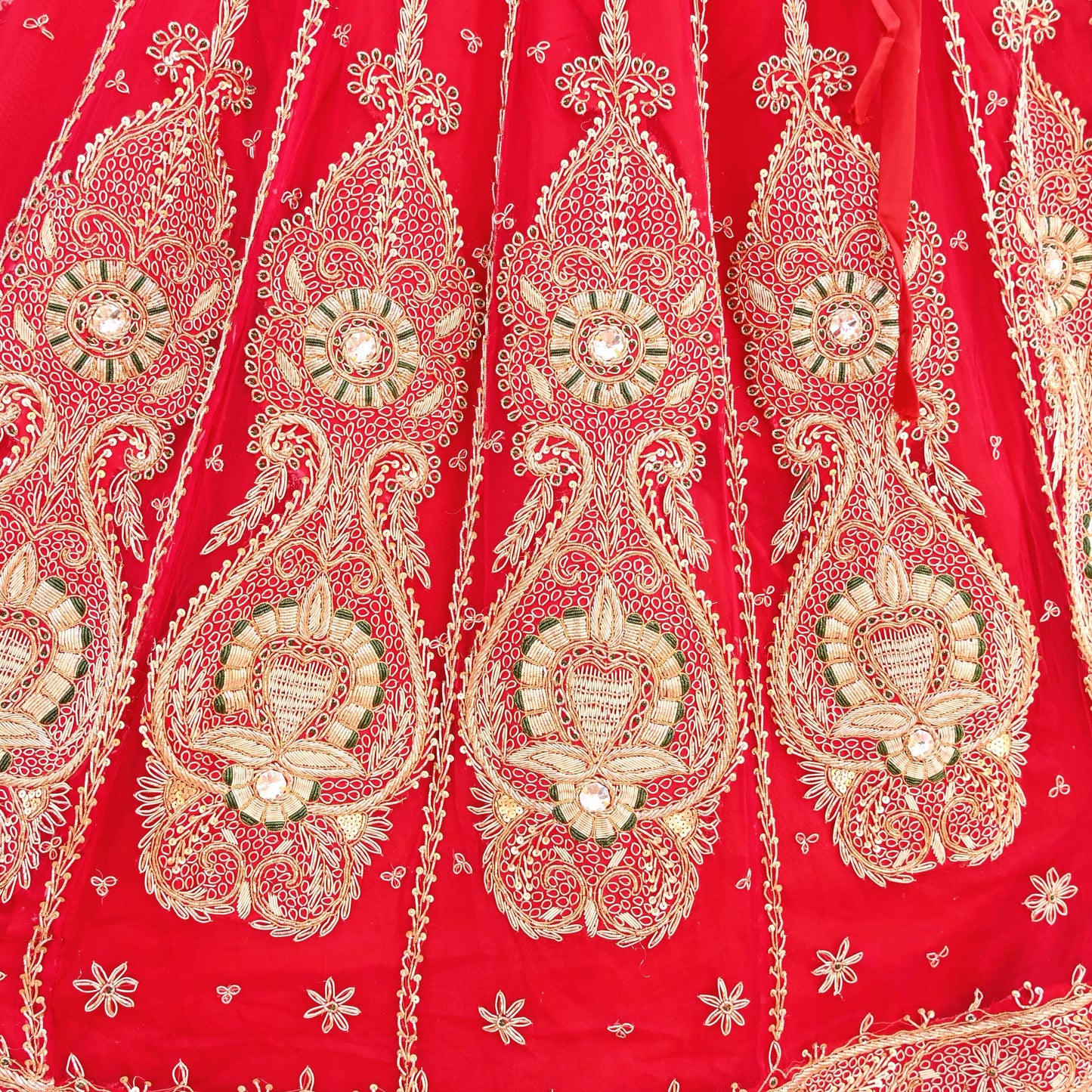 Indian Vintage Heavy Wedding Red Rajputana Phoshak skirt/Lehenga Pure Silk Hand Embroidered Bridal wear Ethnic Skirt Zardozi/ Dabka, Zari