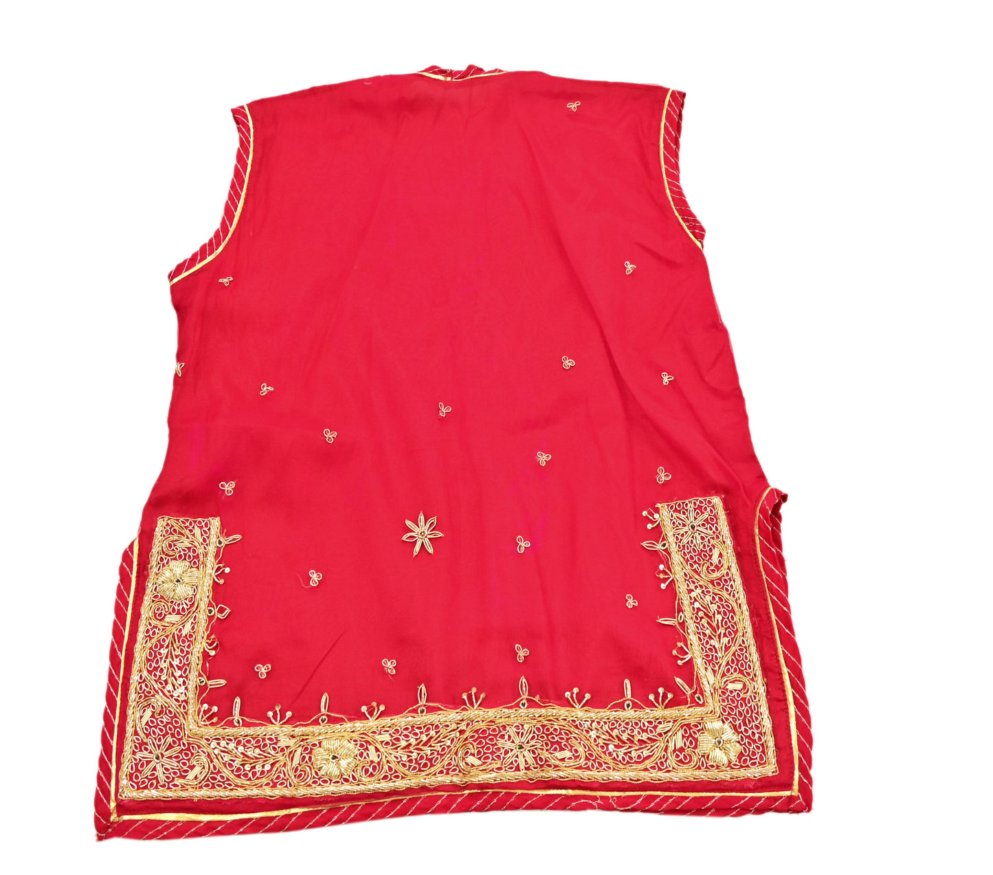 Indian Pre-owned Red Pure Chiffon Silk Hand Embroidered Rajputani Phoshak Blouse/Top/Crop Party wear Bollywood