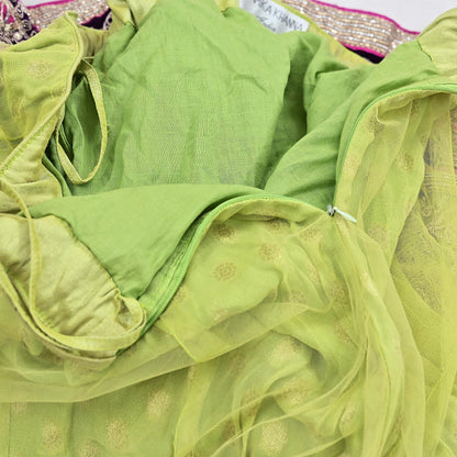 Indian Heavy Party wear Green Net Hand Embroidered Lehenga/Skirt Designer By Anamika Khanna Bridal Wear Zardozi/ Dabka Bollywood skirt